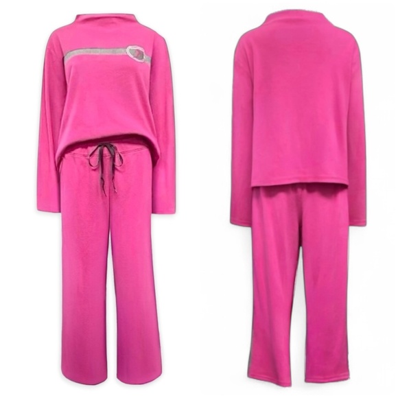 PINK Victoria’s Secret Vintage Y2K Team VS Lounge Set Top Wide Leg Pants Size XL - Picture 1 of 13
